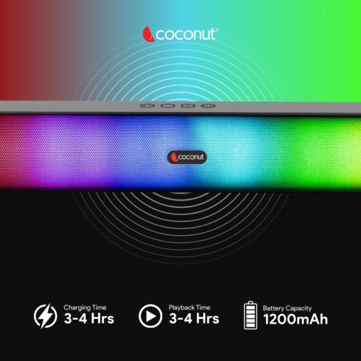 Stanza RGB 16W Wireless SoundBar with True RGB lights and Bluetooth 5.0